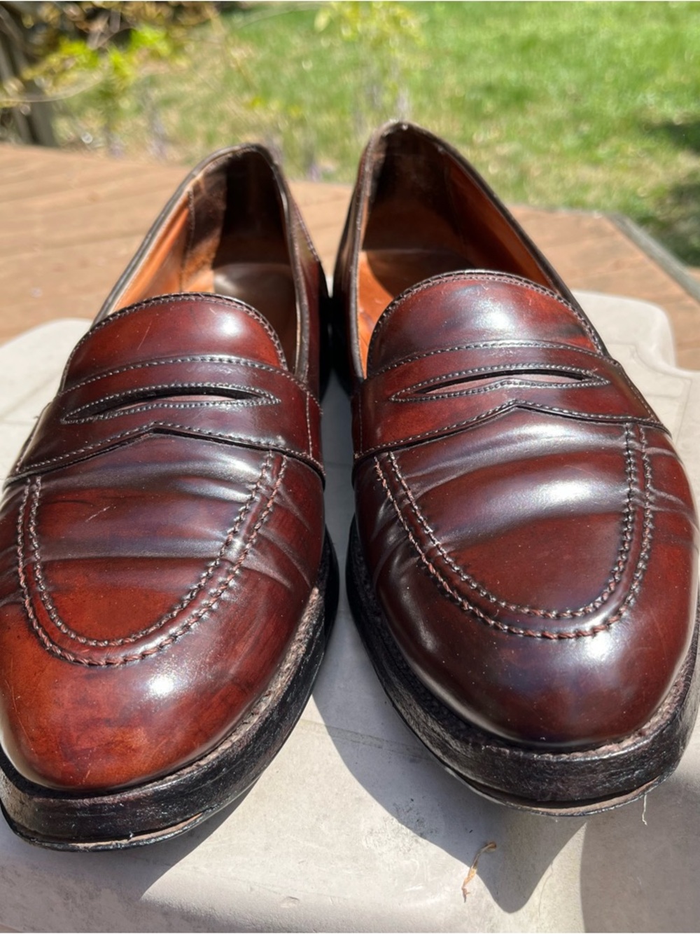 Alden Shell Cordovan 684 Full-Strap Loafers 11.5 C/E – Color 8 Burgundy PATINA!